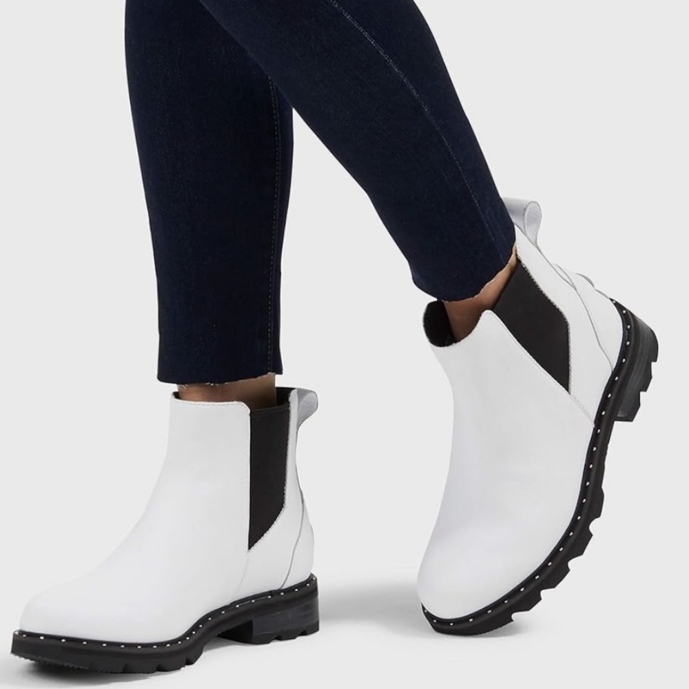 Sorel Lennox Chelsea Waterproof White Leather Booties